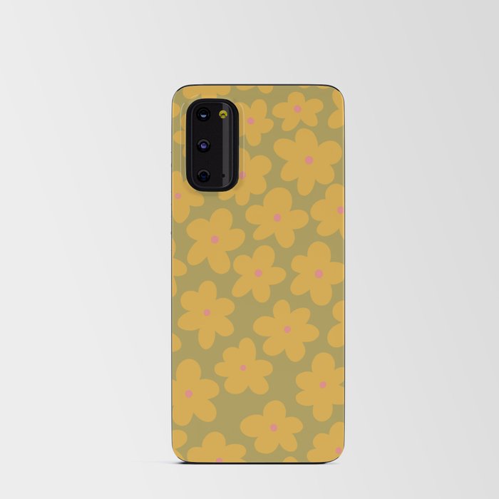 Sea of Flower Power - butter yellow, pink, mustard green Android Card Case