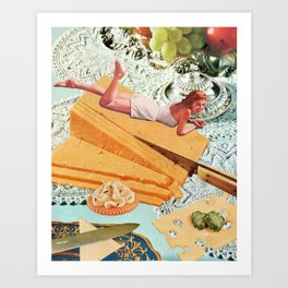 Money Can't Buy You Happiness, But It Can Buy You Cheese Kunstdrucke | Collage, Vintage, Cheese, Retro, Curated, Food, Funny, Cheddar, Woman 