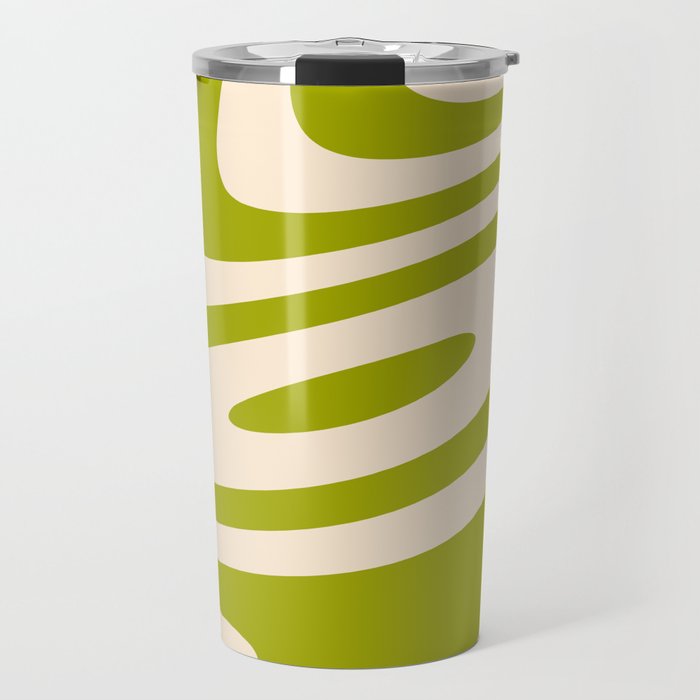 Olive Green Groovy Zebra Liquid Stripes Design  Travel Mug