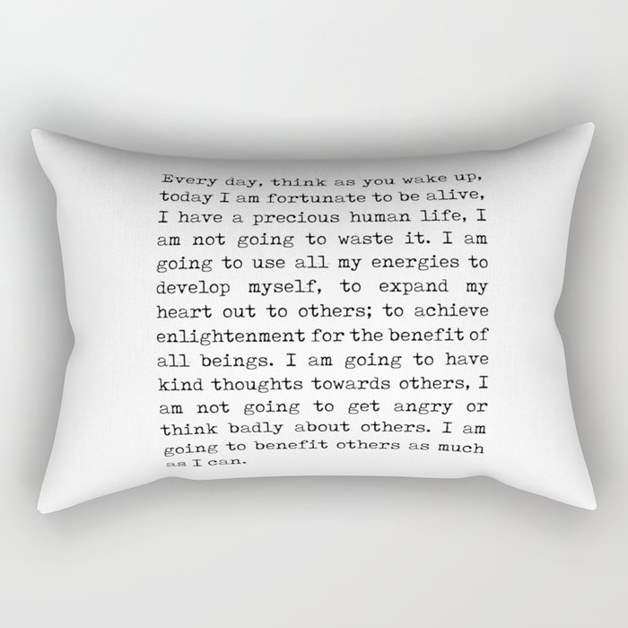 Think as you wake up - Dalai Lama Quote - Literature - Typewriter Print Rectangular Pillow