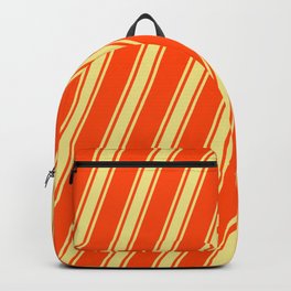 [ Thumbnail: Red & Tan Colored Lines Pattern Backpack ]