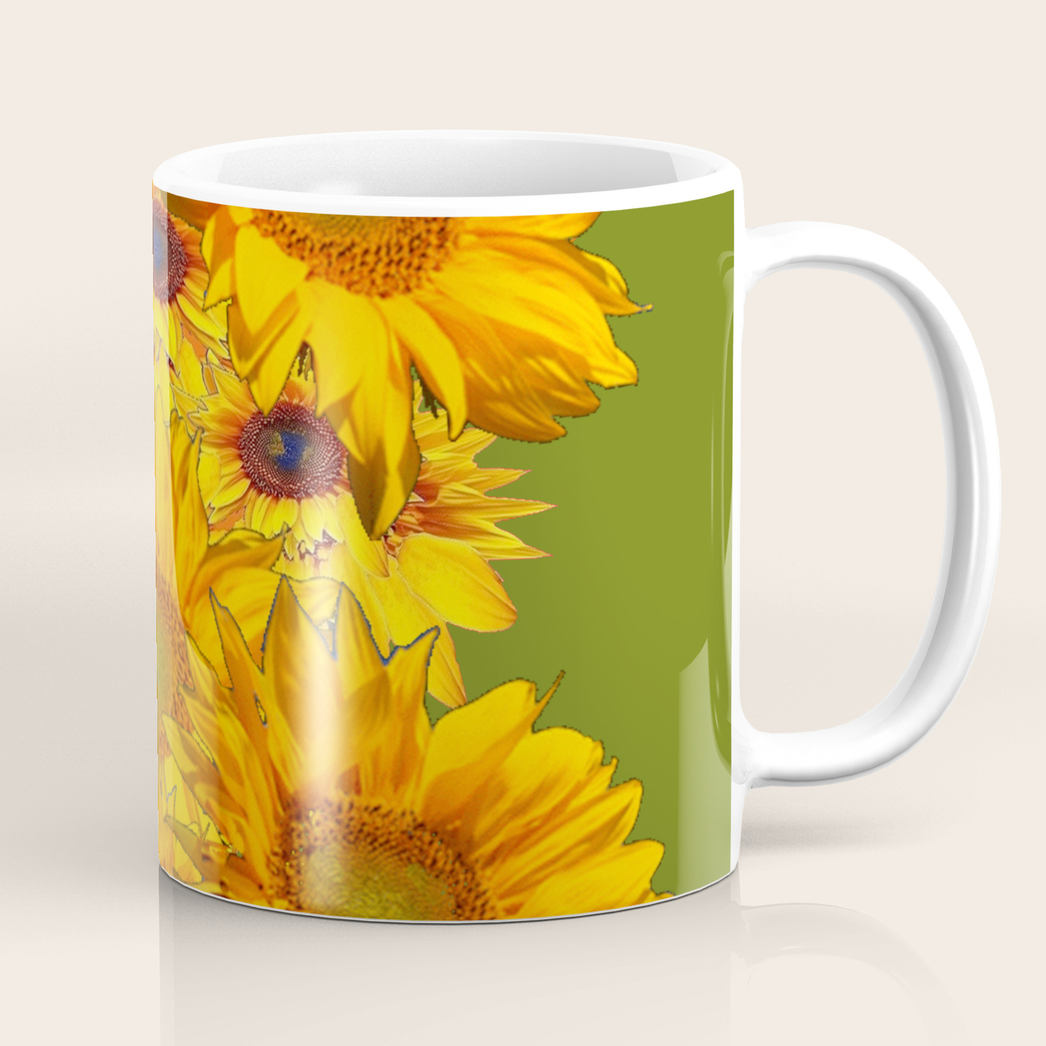 Avocado Color Sunflowers Abstract Art Coffee Mug By Sharlesart Society6