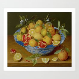 Jacob van Hulsdonck "Still Life with Lemons, Oranges, and a Pomegranate" Art Print | Hulsdonck, Fruit, Painting, Fruits, Pomegranate, Lemons, Stilllife, Citrics, Oranges 