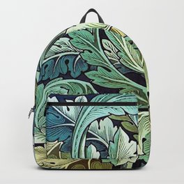 William Morris Herbaceous Italian Laurel Acanthus Textile Floral Leaf Print  Backpack
