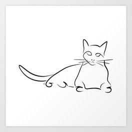 Smart Cat - Line Art Cat Art Print