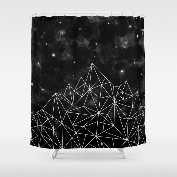 geometric mountain black & white Shower Curtain