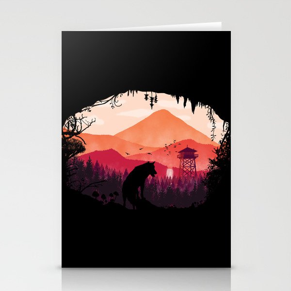 Lonely Wolf in The Cave Stationery Cards