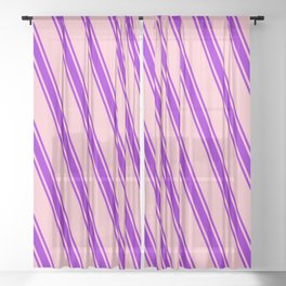 [ Thumbnail: Pink and Dark Violet Colored Lines Pattern Sheer Curtain ]