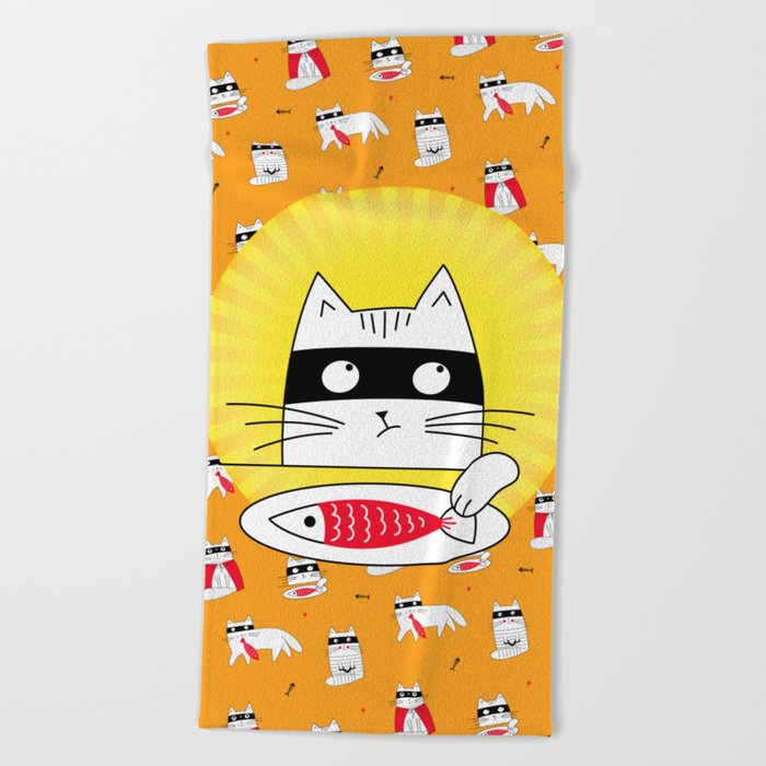 Dreaming Adventure Cat Fish Beach Towel