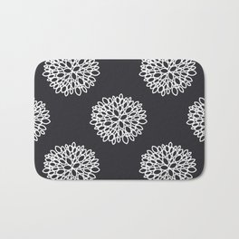 white abstract flowers asters and chrysanthemums Bath Mat