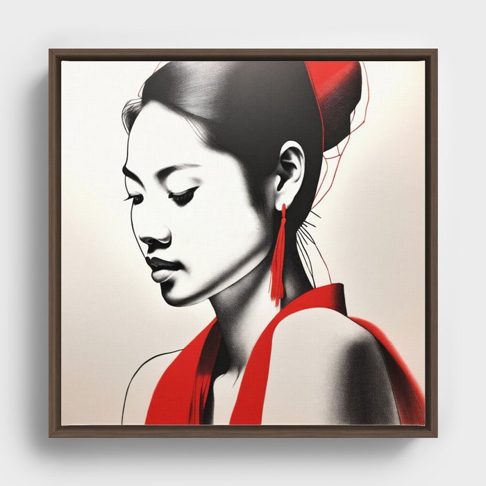 Quiet Determination - Portrait of a Thai Woman Framed Canvas