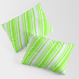 [ Thumbnail: Green & Lavender Colored Striped/Lined Pattern Pillow Sham ]