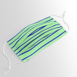 [ Thumbnail: Green & Blue Colored Lines Pattern Face Mask ]
