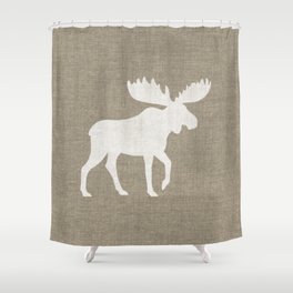 White Moose Silhouette Shower Curtain
