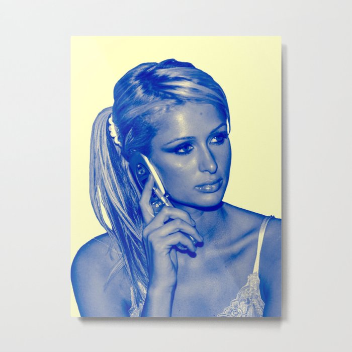 Paris Hilton on Phone Metal Print