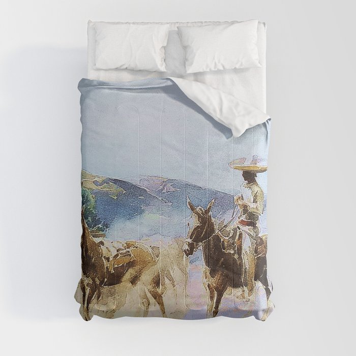 “Horses and Riders” by Carl Oscar Borg Comforter