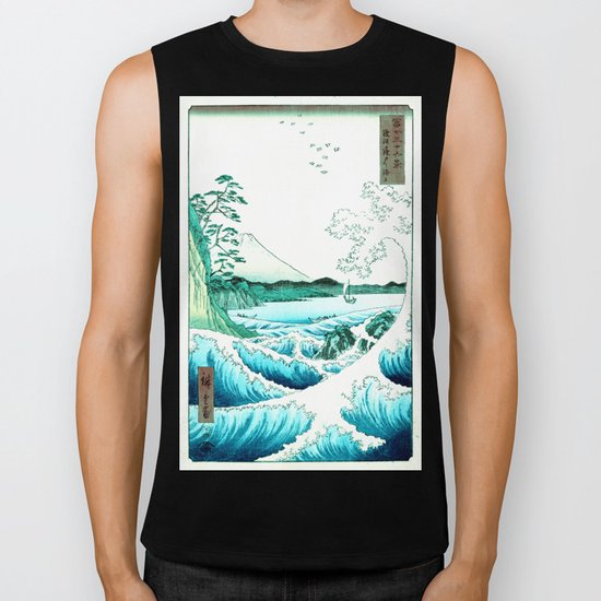 The Great Wave : Aqua Teal Biker Tank