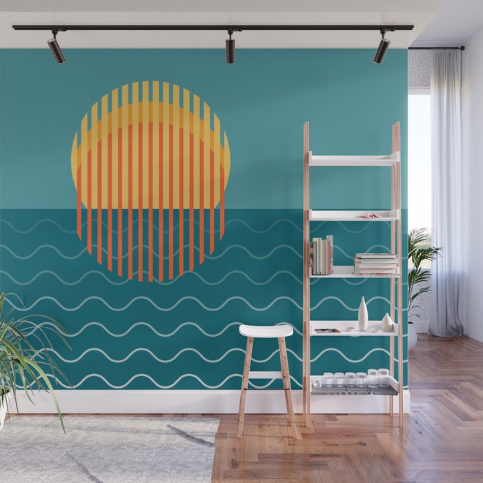 Minimalist Sunset Over Ocean Holiday Print Sun Set Poster Large Printable Photography Wall Art Wall Mural By Radub85