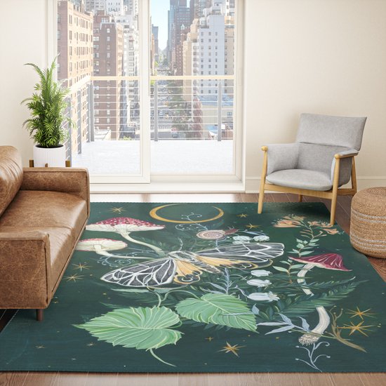 Watercolor Pattern Butterfly Area Rugs Round Decor Carpet Room Floor Yoga Mat 