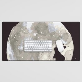 Bunny Wishes on Moon Desk Mat
