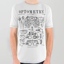 Optometrist Optometry Eye Doctor Tools Vintage Patent Print All Over Graphic Tee