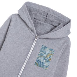 Turquoise Blue & Gold Marble Stone Kids Zip Hoodie