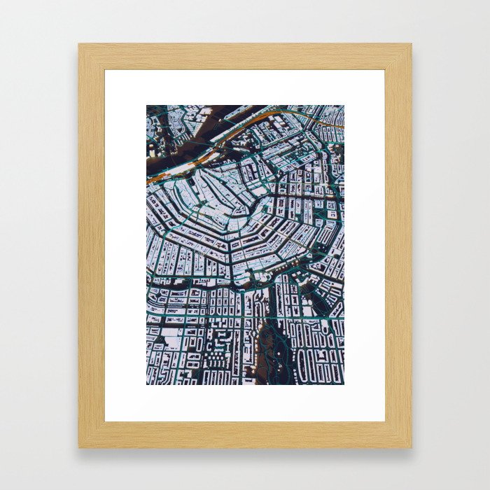 3D Amsterdam Map Framed Art Print