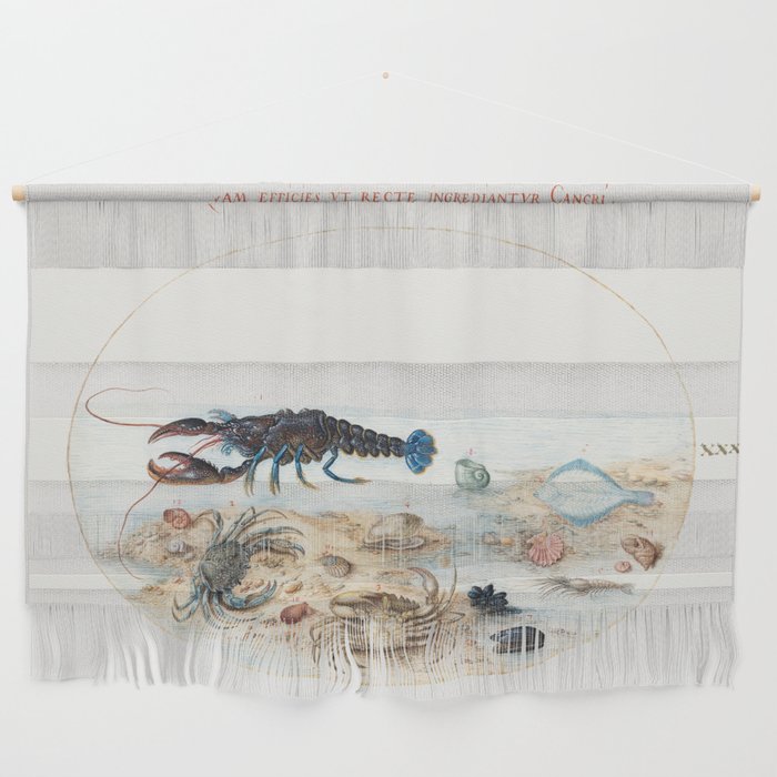 Vintage sea: Lobster, Crabs, Scallop Shells and Other Sea Life Wall Hanging