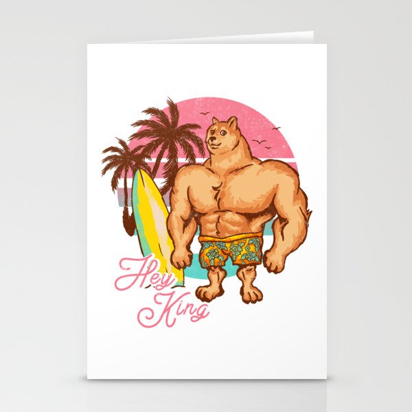 Swole Doge at the Beach Stationery Cards