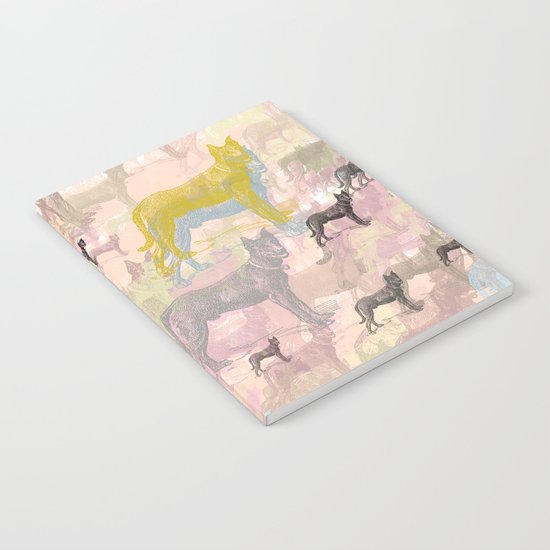 Sky Dogs - Abstract Geometric pink mauve mint grey orange Notebook
