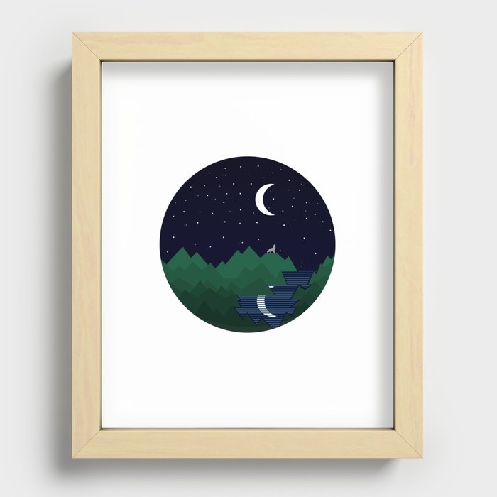 Lonely wolf in the night Recessed Framed Print