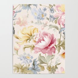 Pastel Flower Pattern Poster