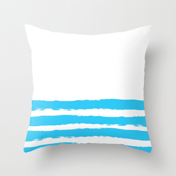 Simply hand-painted teal stripes on white background - Mix & Match Throw Pillow