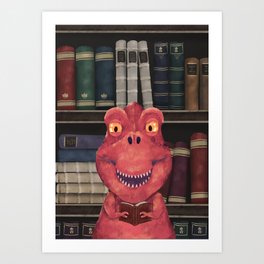 Trex Tyrannosaurus Dinosaur Book Lover Art Print