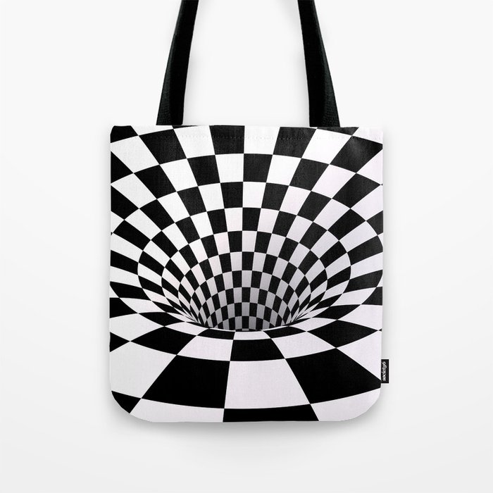 Op Art Checkered Vortex Tote Bag