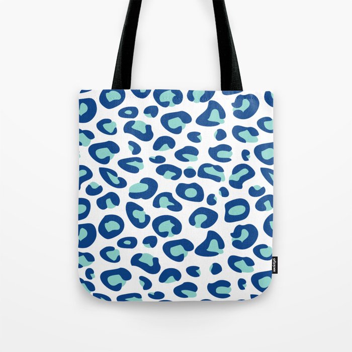 Blue Leopard Print Tote Bag