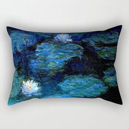 monet water lilies 1899 blue Teal Rectangular Pillow