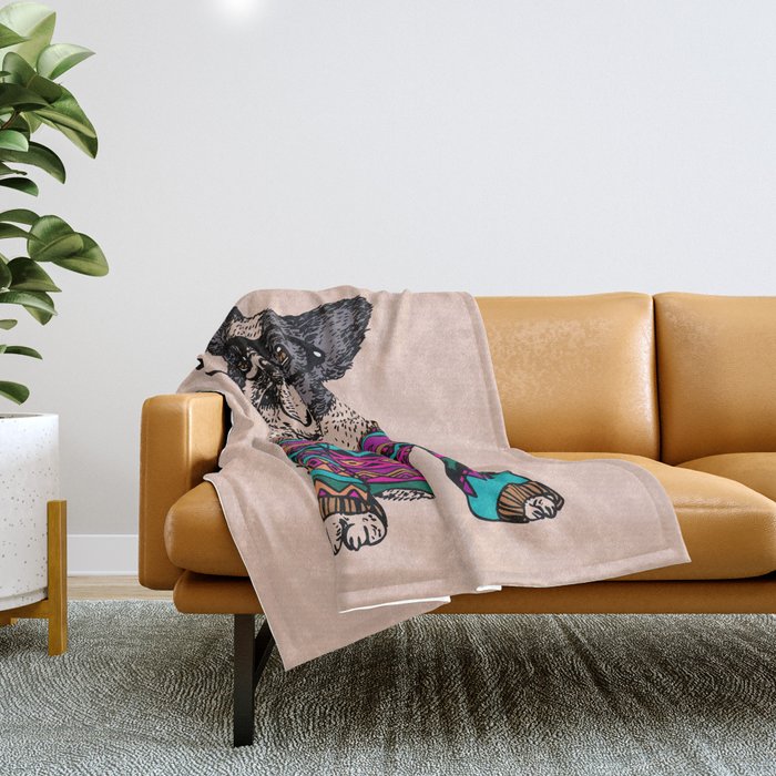 hipster frenchie Throw Blanket