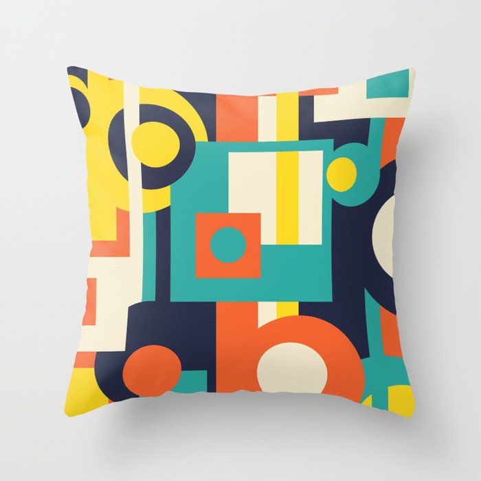 Funky Geometry (Modern Vibrant Color Palette) Throw Pillow
