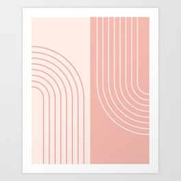 Abstract Geometric Rainbow Lines 14 in Blush Pink Art Print