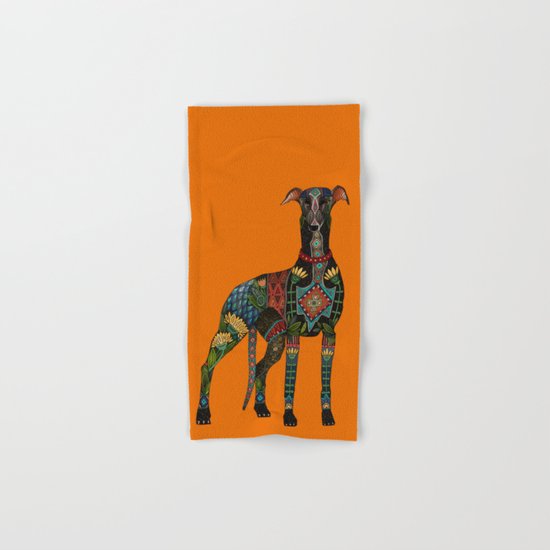 greyhound orange Hand & Bath Towel