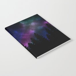 Silhouette tree against a starry night Notebook