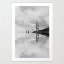 Golden Gate Bridge Black and White Reflections Art Print