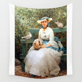 George Dunlop Leslie Feeding the Doves Wall Tapestry