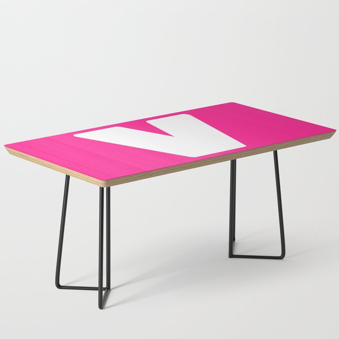 v (White & Dark Pink Letter) Coffee Table