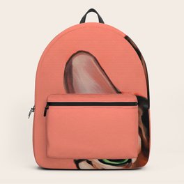 Bengal Cat Peaking on Coral Pink | Digital Painting Backpack