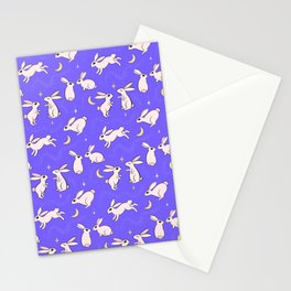Lunar Bunnies - Blue Stationery Cards