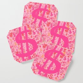 Pink Dollar Signs Coaster