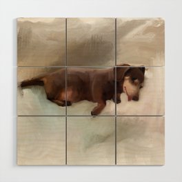 Flo the sleeping dachshund Wood Wall Art