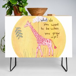 Pink Giraffe Embroidery - "What Do You Want to Be When You Grow Up?" Credenza